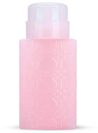 250ml Push Down Pumpspender Flasche, Nagellackentferner Pumpspender, Leere Flasche Nagellackentferner Flüssigkeitsbehälter für Make-up-Entferner Nail Art(Quadratisch rosa)