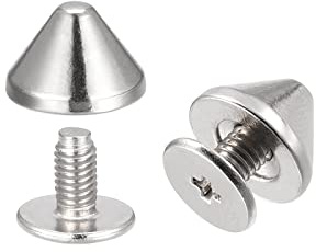 sourcing map 9x6mm Roscada Espalda Remaches, 50 Juegos Sólido Cuero Tachuelas para Bricolaje Plateado Tono