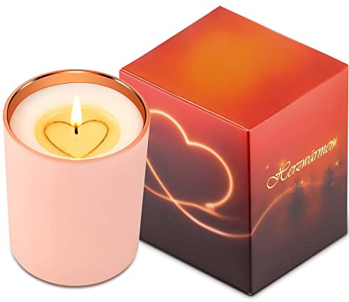 HERZWÄRMER Geschenkkerze mit Herzinlay in Geschenkpackung, Wärme schenken rund um Liebe Freundschaft Verbundenheit Advent Weihnacht Winter Geburtstage