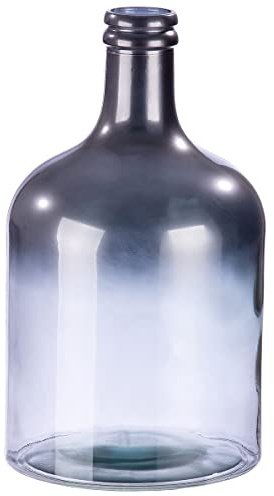 GILDE Grand Vase XL en Verre recyclé - Décoration de Salon - Fabriqué en Europe - Couleur : argenté métallisé avec dégradé de Couleur - Hauteur : 43 cm