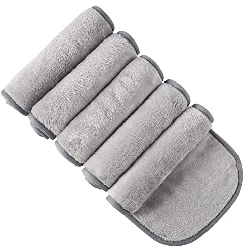 5 Pack Make Up Remover Cloth, 15.75 * 7.87in Flannel Face Cloth Face Wipes for Make Up Removing (Grey)