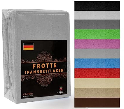 Frottee Spannbettlaken 140x200 cm Hellgrau – Spannbettlaken mit Rundumgummi – Extra Weich & Atmungsaktiv – Für Matratzen bis 20 cm