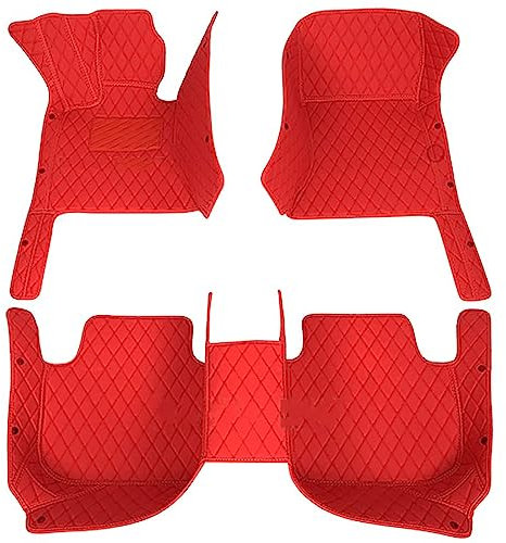 MOUDJA Auto Fußmatten Leder für Citroen C1 C3 C4 C5 Picasso Aircross Ds3 Ds4 Berlingo(RHD), Bodenmatte Automatten rutschfeste Teppiche Full Cover Pads wasserdichte Autozubehör,F/Red