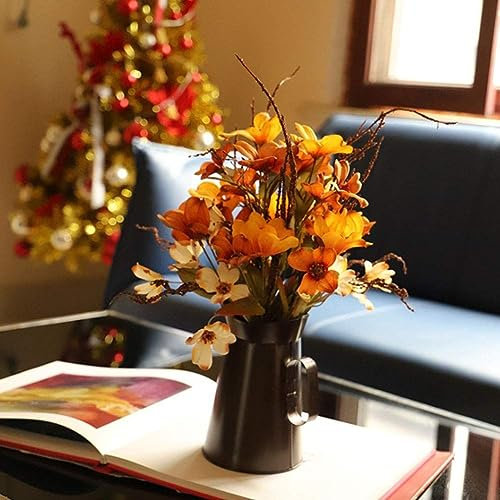 SPORTARC Fiori artificiali autunnali in ferro, bouquet autunnale simulato, vaso per piante artificiali per casa, ufficio, festa di nozze