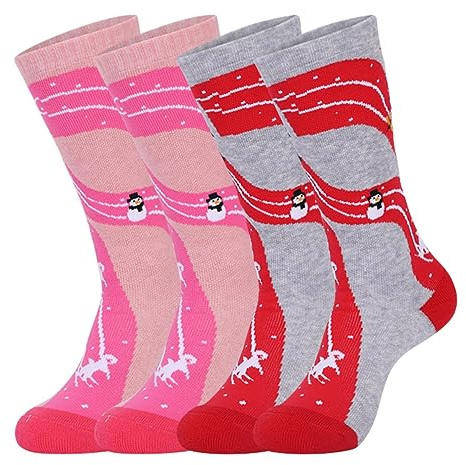 WISREMT Chaussettes de Ski Enfants Hiver Chaud Thermique Neige Chaussettes Ski Snowboard Chaussettes de Noël pour 3-12 Ans Garçons et Filles