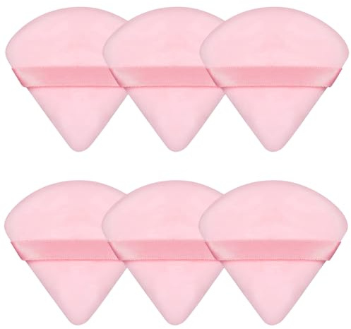 6 Pieces Powder Puff Face Soft Triangle Pink Gifts for Loose and Body Powder, Velour Makeup Sponge Set Setting Powder Puff Makeup Tools