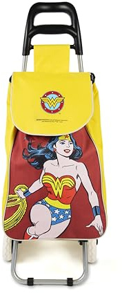 Excelsa Supereroi Carrello Porta Spesa, Capacità 38 L, Sacca Rimovibile, Idrorepellente, Wonder Woman