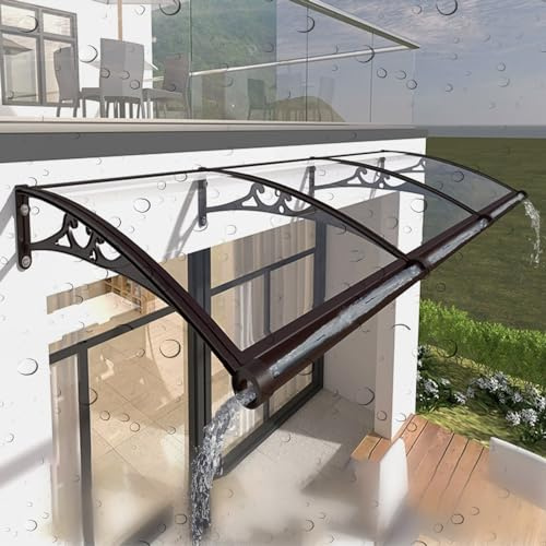 Aluminium porte d'entree polycarbonate auvent, Extérieur auvent de terrasse avec évier de guidage, moderne marquise de porte exterieur, Protection contre la pluie et la neige,Protection UV, silencieux