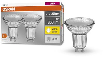 Osram Lampe à réflecteur LED par16, 4.3W, blanc chaud, non dimmable, GU10, 2 pack