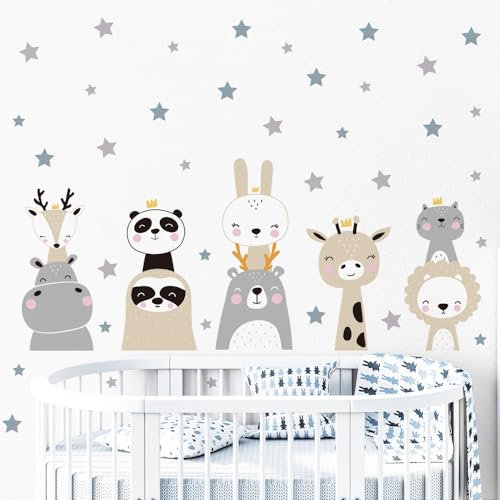 Sarah Duke Wandsticker Wald Tiere Kinder Wandtattoo, Stern Wandaufkleber DIY Kinderzimmer Deko Aufkleber, Kinder Babyzimmer Wohnzimmer Schlafzimmer