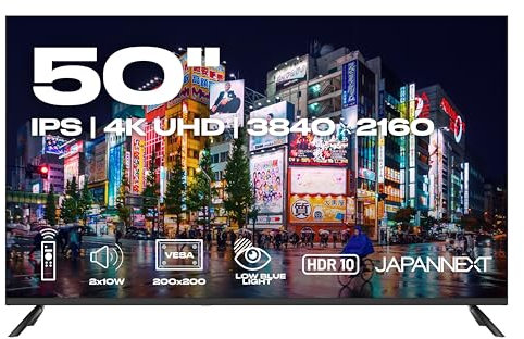 JapanNext Monitor Grande Formato 50” IPS 4K UHD (3840x2160) | HDR | Altoparlanti integrati (8Wx2) | (x3) HDMI 2.0 (x3) USB-A 2.0 | Garanzia 2 anni | JN-i50U