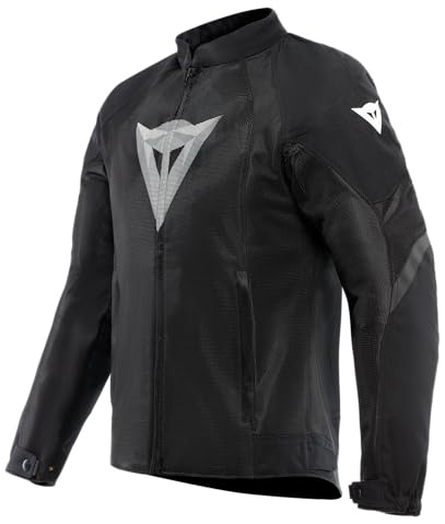 Dainese - Air Graphics Tex Jacket, Chaqueta de Moto de Verano, Ventilada y Ligera, con Protectores Suaves en Hombros y Codos, Hombre, Negro/Blanco Diamante, 50