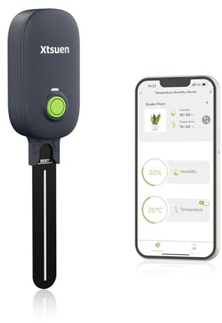 Xtsuen Feuchtigkeitsmessgerät Pflanzen,Bodenmessgerät,Kabelloser Bluetooth Bodenfeuchtesensor,2 in1 Boden-Feuchtigkeitsmesser,Garten Rasen Topfpflanzen Pflege