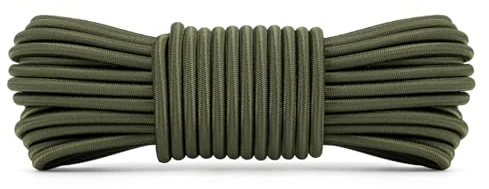 Abma Cord Gummirep 4mm 10M Elastisk Sladd Spännrep Elastiskt Rep Expanderrep för Presenning, Släpvagn, Ryggsäck, Tältstång, Kajak - Militärgrön