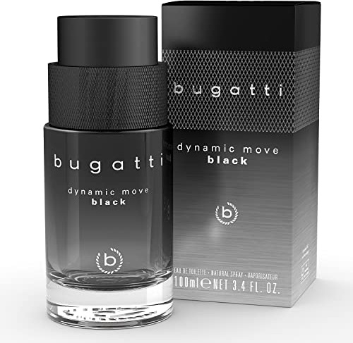 bugatti Parfüm Herren Dynamic Move BLACK 100ml I Orientalisch- Eau de Toilette I sinnlich-starke Kombination aus Kaschmirholz, Moschus & Litschi I fruchtig, frisch & holzig-warm