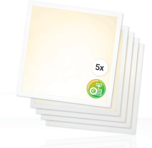 Xtend EcoLight 5x LED Panel 62x62cm Neutralweiß 4000K 25W Rasterleuchte 3500lm flimmerfrei Deckenleuchte Netzteil BLe2.0