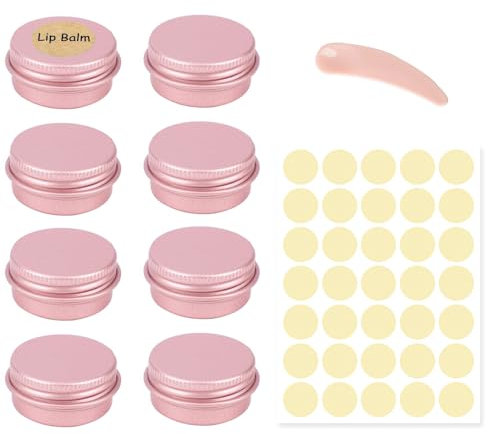 BEPSYOM 8 Pezzi Barattoli di alluminio 10 ml Lattina Alluminio Barattoli Metallo Vasetto Vuoto Contenitori Con Adesivo Rotondo E Cucchiaio Cosmetico per Lozione Crema Maschera Mini Candela