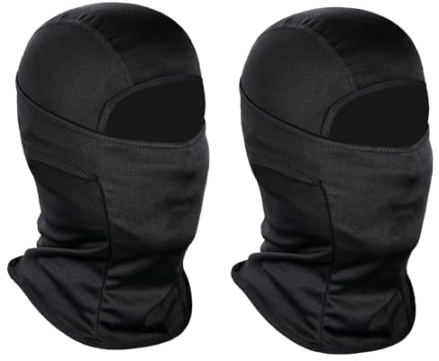 Bloomique 2PCS Balaclava Face Masks, Ski Mask Neck Warmer Lightweight Breathable Elastic Multifunctional Full Face Cover UV Protection and Wind Protection Unisex Men Women (Black) (black)