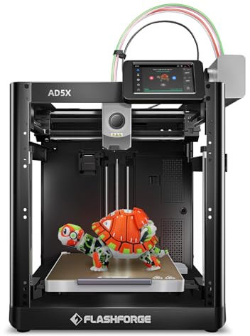 Flashforge AD5X Multi-Color 3D Printer, 600mm/s High-Speed 4 Color 3D Printer with 300˚C Nozzle, Auto Leveling and PEI Flexible Plate, 8.7 x 8.7 x 8.7in