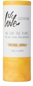 WE LOVE THE PLANET - Natürlicher Deo-Stick Original Orange, 40g – Aluminiumfrei – Anti-Achselgeruch, langanhaltender Schutz – Plastikfrei – Ohne Tierversuche – Unisex – 1 Deo reicht ca. 2-3 Monate!