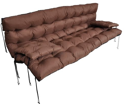 nana shop Cuscino impermeabile per altalena da giardino, cuscino per altalena, cuscino per dondolo 180 cm, cuscino da giardino, cuscino per panca (marrone)