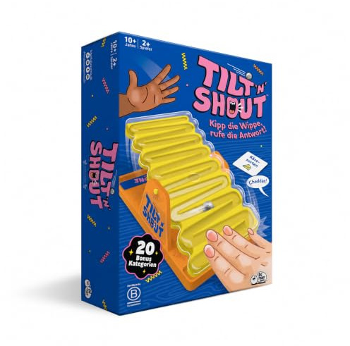 Big Potato Tilt n Shout - Das schnelle Familienspiel mit 150 Kategorien und Interaktiver Murmel-Wippe, Perfekte für Spieleabende, Kinder und Erwachsene.