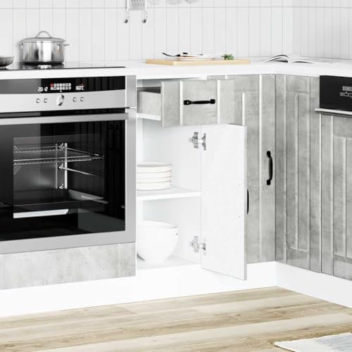HETFTJN Armadietto Bagno Mobile Cucina Dispensa Armadietto da Esterno Mobile Ingresso - Base da Cucina Lucca Grigio Cemento in Legno Multistrato per Soggiorno Esterno Bagno Camera Da Letto