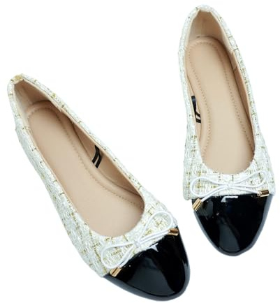 ERLINGO Women's Ballet Pumps Slip-On Bow Tie Dolly Shoes - Comfortable Ladies Ballet Flats