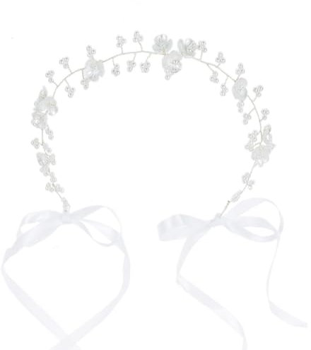 WUSJCOF Accesorios para el cabello, corona de flores de princesa, diadema de perlas, tocado, cinta, guirnalda de flores para el cabello, ideal para damas de honor, accesorios de fotografía de boda
