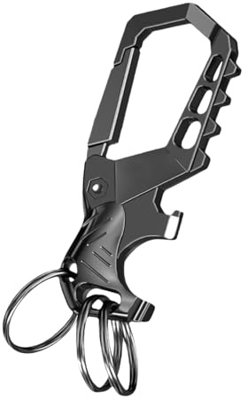 Renchey Porte-Clés Décapsuleur | Porte-Clés de Voiture,Outils et Gadgets Équipement de Survie Compact Tournevis avec 3 Anneaux de Clé pour le Camping la Bière le Soda et les Bouteilles