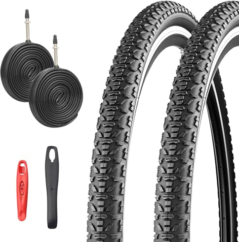 WEEROCK 700 Rennrad-Reifen, 700 x 40 C (40-622), Kies-Fahrradreifen mit 2 Innenschläuchen, 48 mm Presta-Ventil, 700C Ersatz-Fahrradreifen, Schwarz