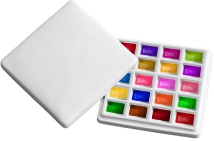 Tavolozza Acquerelli Ceramica Semplice tavolozza multi-griglia in ceramica Pittura a guazzo for acquerello Forniture artistiche Porcellana bianca(20 grids with lid)