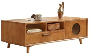 Tavolino Piccolo Tavolino da centro casa color ciliegio 120x56x40 cm, tavolo contenitore retrattile for soggiorno, mobile semplice pavimento Tavolo ModerCenter per Soggiorno