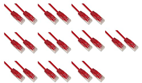 LINK LK6U0025RS10 - cable red categoría 6 no apantallado utp color rojo halogenfree mt 0,25 slim paquete de 10 unidades