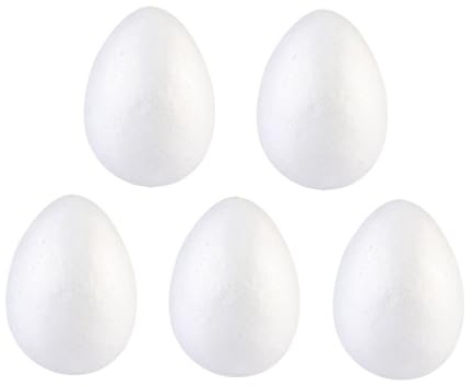 CLISPEED 5 Pezzi Uova di Schiuma da 15 Cm per Decorazioni Pasquali Fai da Te, Uova Solide Artigianali Bianche per Lavoretti Creativi e Feste Stagionali