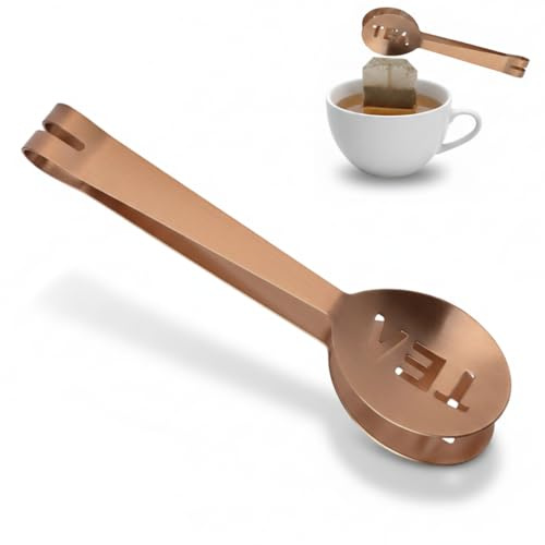 ZhuPu Tea Bag Squeezer Tongs, Rose Gold Stainless Steel Strainer & Clip for Tea, Ice, Lemon Slices