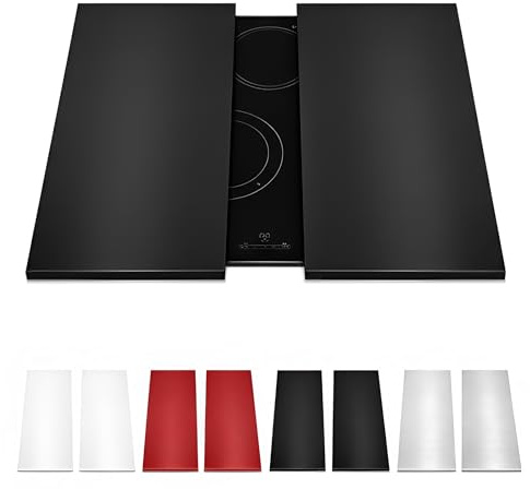 HOMELAY Herdabdeckung Ceranfeld und Herdabdeckung Induktionsfeld (kein GAS) 55 x 33 X 2,5cm – Handgefertigt in Europa – Extrem robust – Ceranfeldabdeckung & Herdplatten Abdeckungen (2, Schwarz)