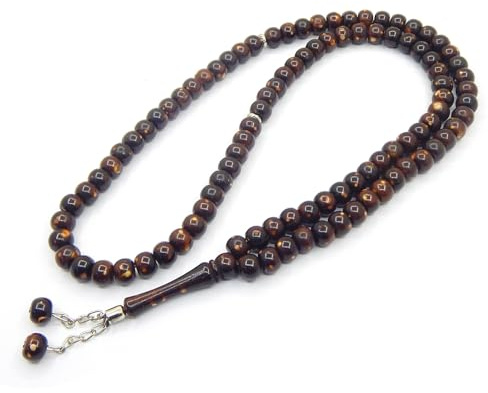 Perlin bönehalsband islam 99 Tasbih muslimskt harts mala muslimska bönpärlor tespih Misbaha koran bön pärlarmband böntillbehör för kvinnor män gåva, Klein, Harts