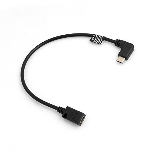 SYSTEM-S USB 3.1 Tipo C (Male) ángulo de 90 ° a Mini USB Cable de Carga de Datos (Female) Cable Adaptador Convertidor de Cable alargador Aprox. 27 cm