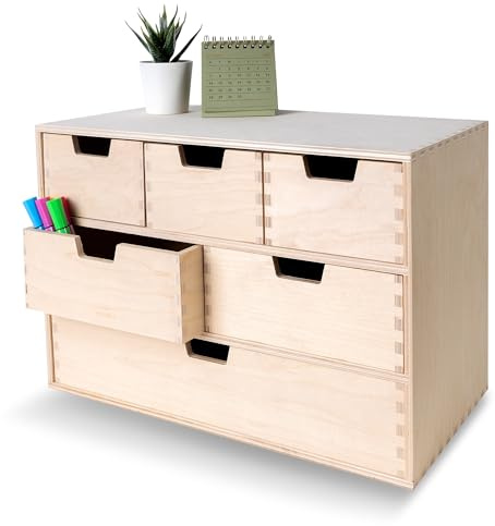 Creative Deco Mini Wooden Chest of Drawers | 42x20x28.5cm | 6 Compartments