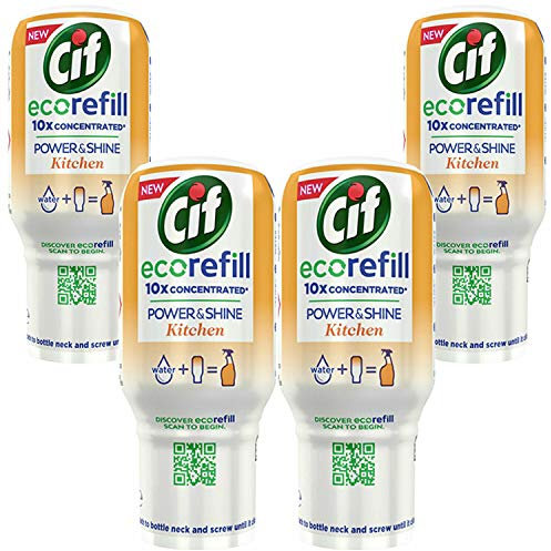 Cif Power & Shine Lot de 4 recharges pour spray nettoyant de cuisine 70 ml