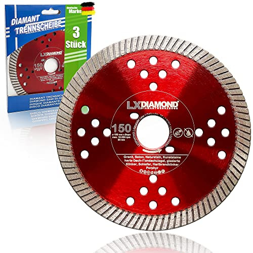 LXDIAMOND 3x Diamant-Trennscheibe 150mm Diamantscheibe für Beton Mauerwerk Universal Trennscheibe passend für Bepo FFS 150 151 Montagefräse Fensterfräse 150 mm