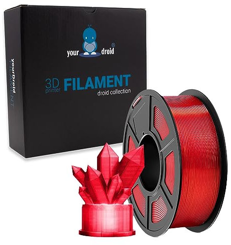 yourDroid PLA Filament Transparent Rot 1.75mm 1kg 3D-Drucker
