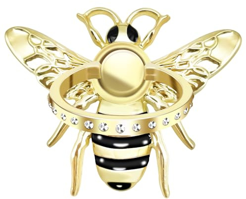 TACOMEGE Bee Cell Phone Ring Holder gift for girls women, Crystal Finger Ring Kickstand Compatible with Smartphone, Tablet, E-reader (Gold-1)