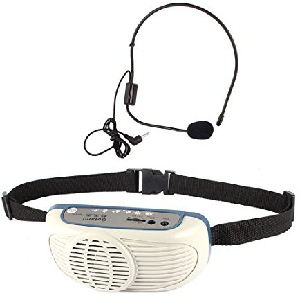 Ruilogod Akkubetriebener Taillenband wiederaufladbarer Verstärker W Headset-Mikrofon