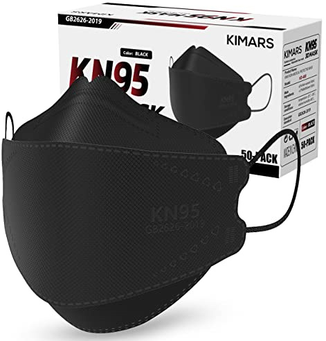 KIMARS KN95 Face Masks 50 Pack, Breathable Comfortable and Disposable KN95 Mask, Black