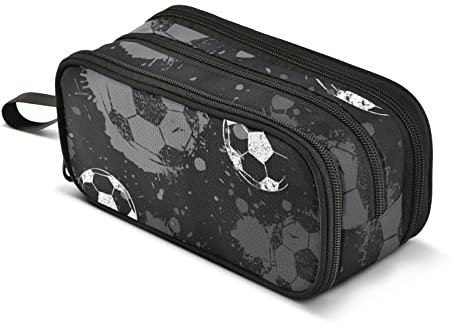 Großes Federmäppchen Fußball Fußball Ball Federmäppchen Tragbare Büro Schreibwaren Make-up Tasche für Mittelschule College Studenten Mädchen Jungen, mehrfarbig, Einheitsgröße, Taschen-Organizer