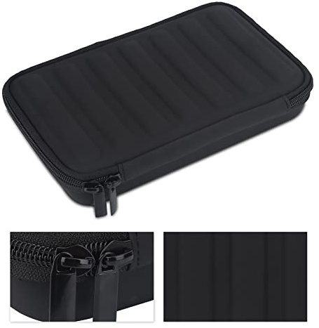 Oumefar Harmonica Cases Aufbewahrungskoffer PU-Leder Schwarz Tragetasche mit Reißverschluss für 7 Mundharmonikas