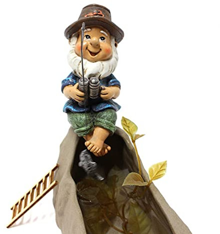 BEIJIALY Zwerg-Gartenstatue Zum Angeln Im Freien, Angelzwerg-Sitter-Statue, Lustiger Kunstharz-dekorativer Garten-Rasenzwerg für Den Hof