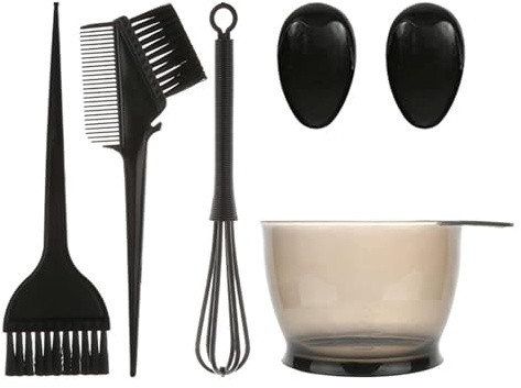 Norhogo Set di 6 pennelli per tintura per capelli, spazzola a doppia faccia, spazzola colorante, spazzola per capelli, copertura per le orecchie per parrucchiere e casa